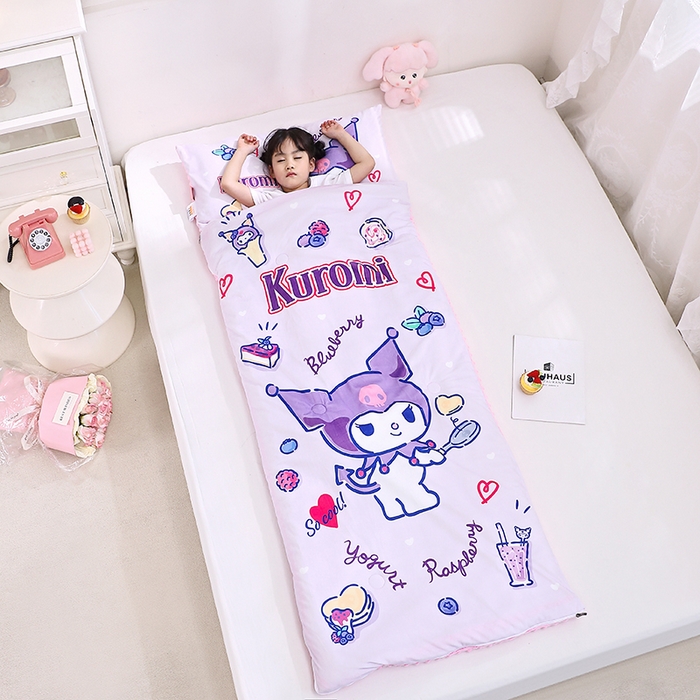 91家纺网 家纺一手货源 找家纺 八零年代 2025新款三丽鸥正版秋冬加厚儿童一体睡袋大宝宝绒防踢被大版卡通懒人被子（含防伪标） 甜甜库洛米