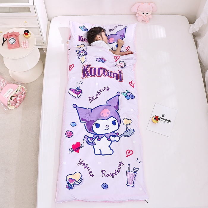 91家纺网 家纺一手货源 找家纺 八零年代 2025新款三丽鸥正版秋冬加厚儿童一体睡袋大宝宝绒防踢被大版卡通懒人被子（含防伪标） 甜甜库洛米