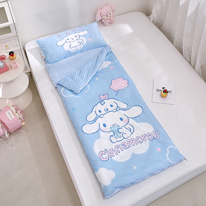 91家纺网 家纺一手货源 找家纺 八零年代 2025新款三丽鸥正版秋冬加厚儿童一体睡袋大宝宝绒防踢被大版卡通懒人被子（含防伪标） 大耳狗