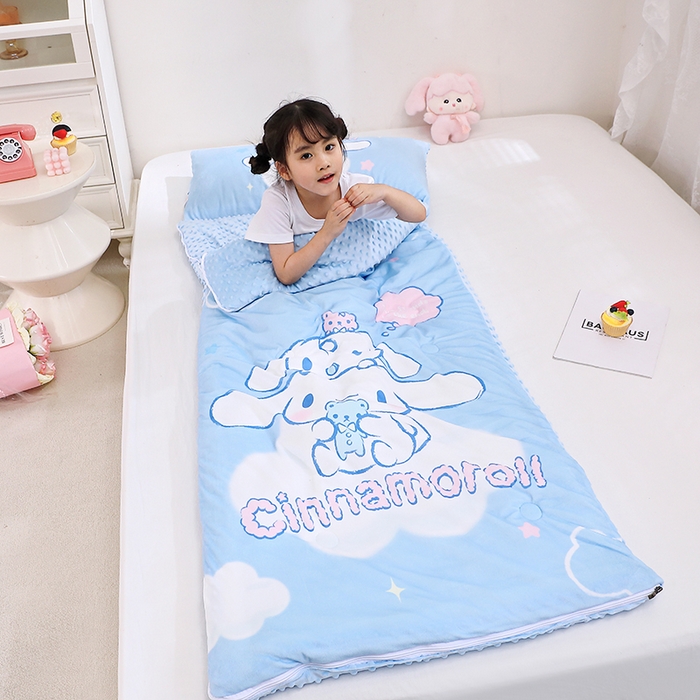 91家纺网 家纺一手货源 找家纺 八零年代 2025新款三丽鸥正版秋冬加厚儿童一体睡袋大宝宝绒防踢被大版卡通懒人被子（含防伪标） 大耳狗