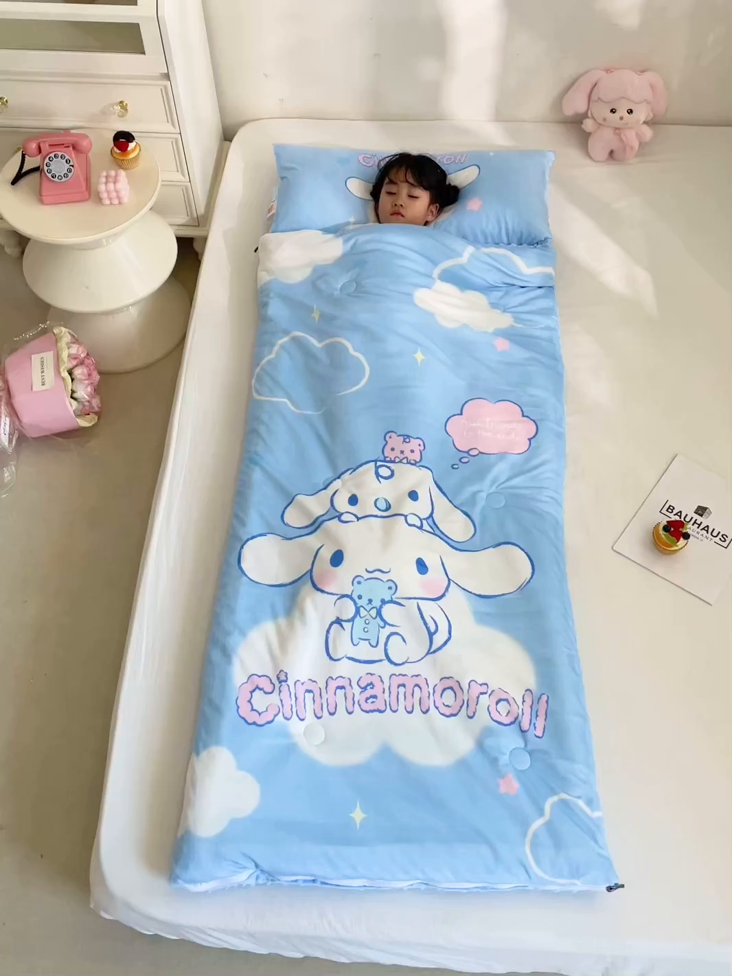 91家纺网 家纺一手货源 找家纺 八零年代 2025新款三丽鸥正版秋冬加厚儿童一体睡袋大宝宝绒防踢被大版卡通懒人被子（含防伪标） 大耳狗