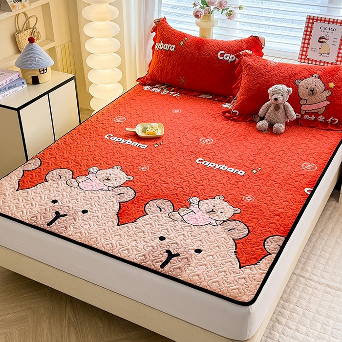 91家纺网 家纺一手货源 找家纺 美达家纺 2025新款高克重牛奶绒夹棉床垫 巴拉巴拉