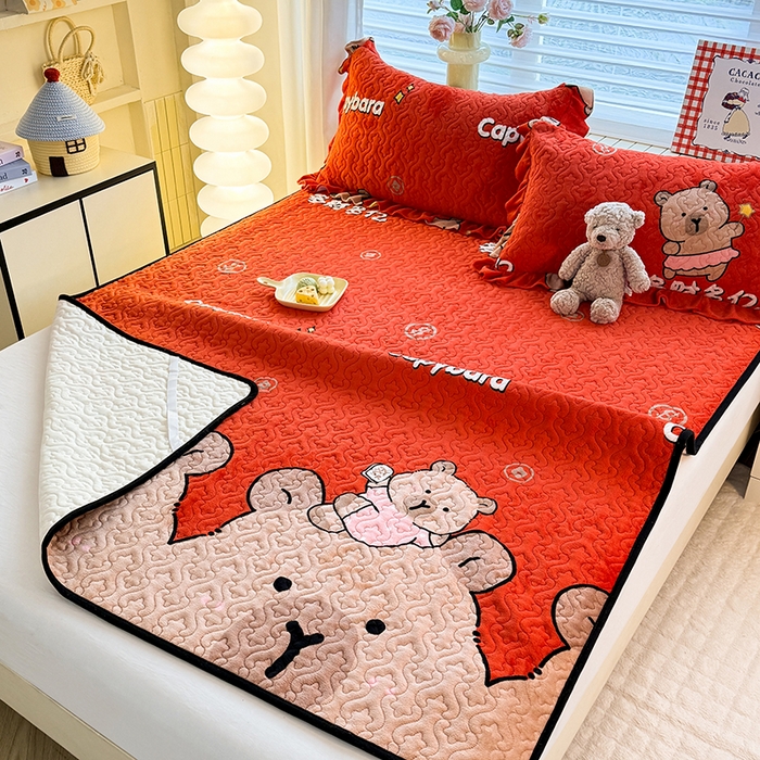 91家纺网 家纺一手货源 找家纺 美达家纺 2025新款高克重牛奶绒夹棉床垫 巴拉巴拉