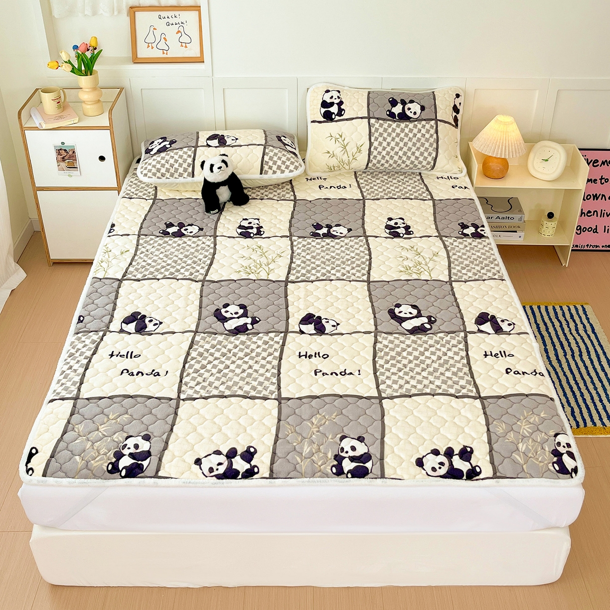 91家纺网 家纺一手货源 找家纺 （总）富馨莱 2025新款牛奶绒夹棉床垫床盖支持一件定制