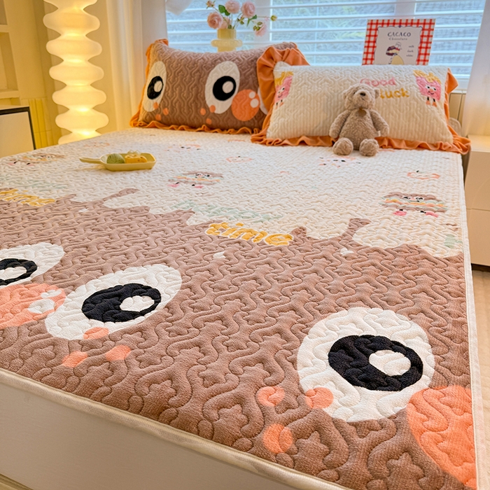 美达家纺 2025新款高克重牛奶绒夹棉床垫 甜蜜奶吧