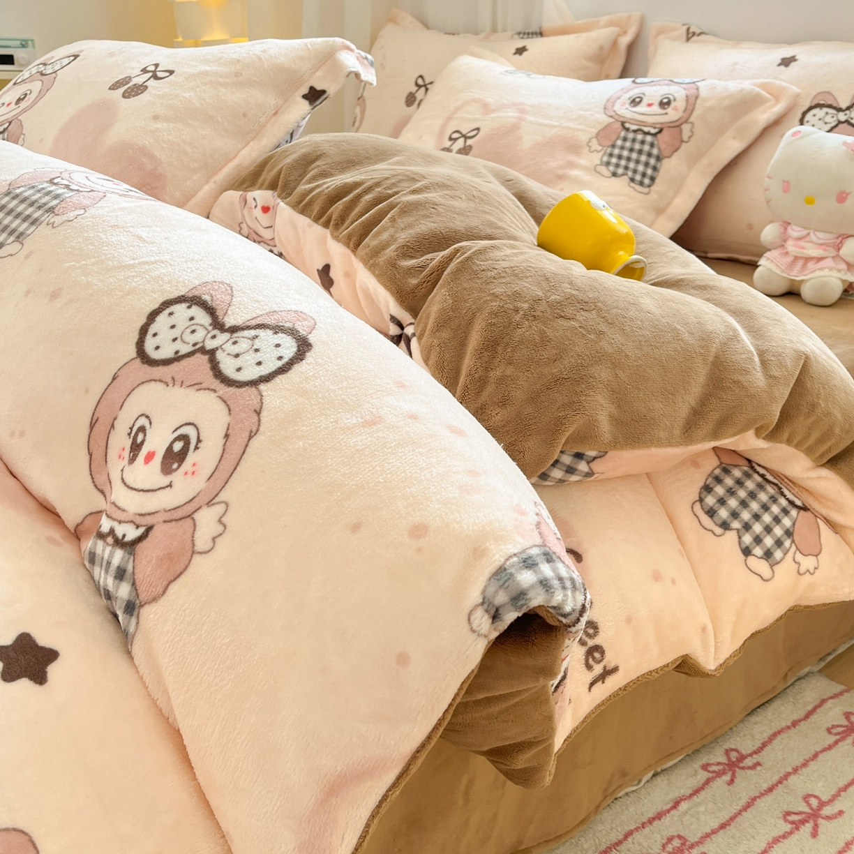 沐慕 2025新款高克重牛奶绒四件套 牛奶绒-可爱布布