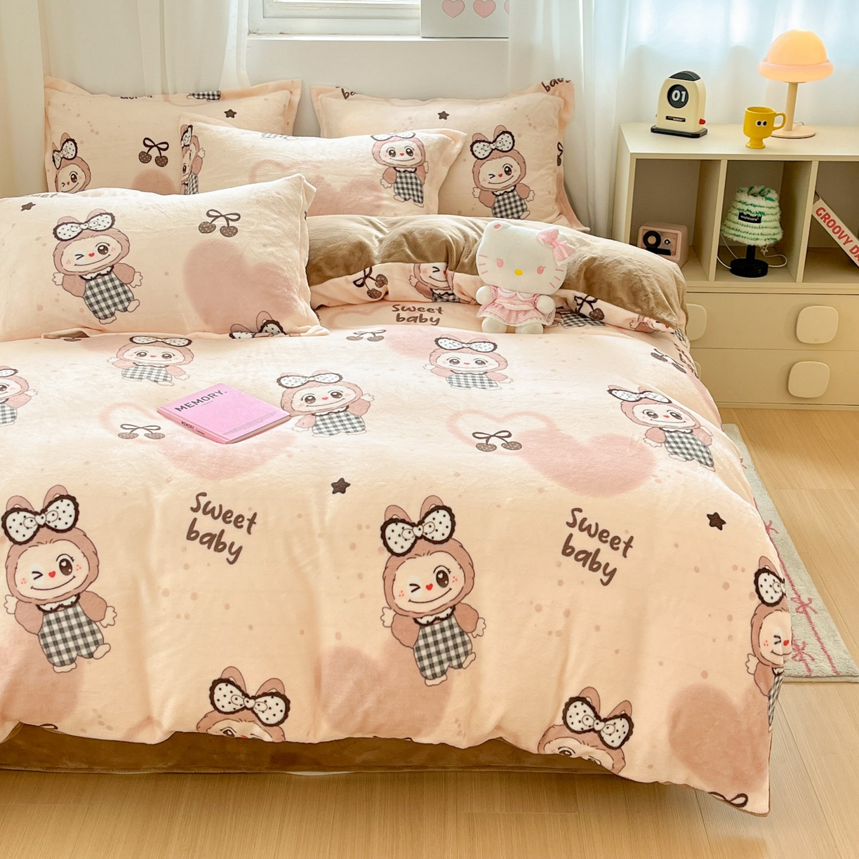 91家纺网 家纺一手货源 找家纺 沐慕 2025新款高克重牛奶绒四件套 牛奶绒-可爱布布