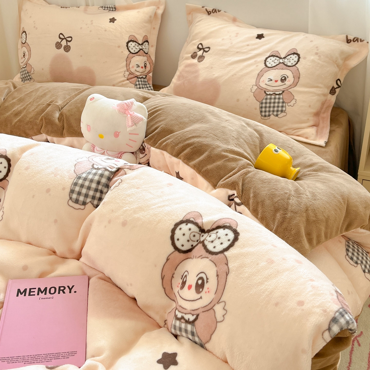 91家纺网 家纺一手货源 找家纺 沐慕 2025新款高克重牛奶绒四件套 牛奶绒-可爱布布