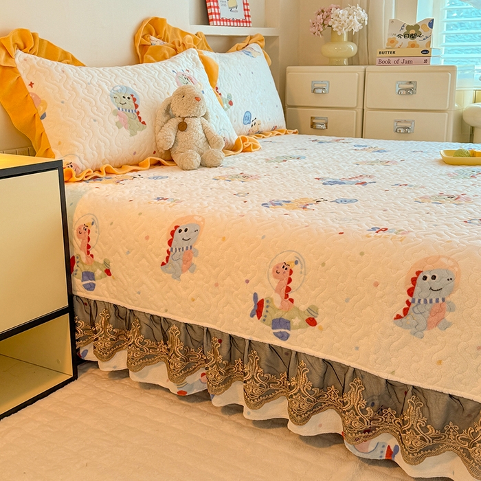 91家纺网 家纺一手货源 找家纺 美达家纺 2025新款牛奶绒榻榻米单床盖床盖单件单品床盖（支持定制，定制款不退不换） 恐龙星球