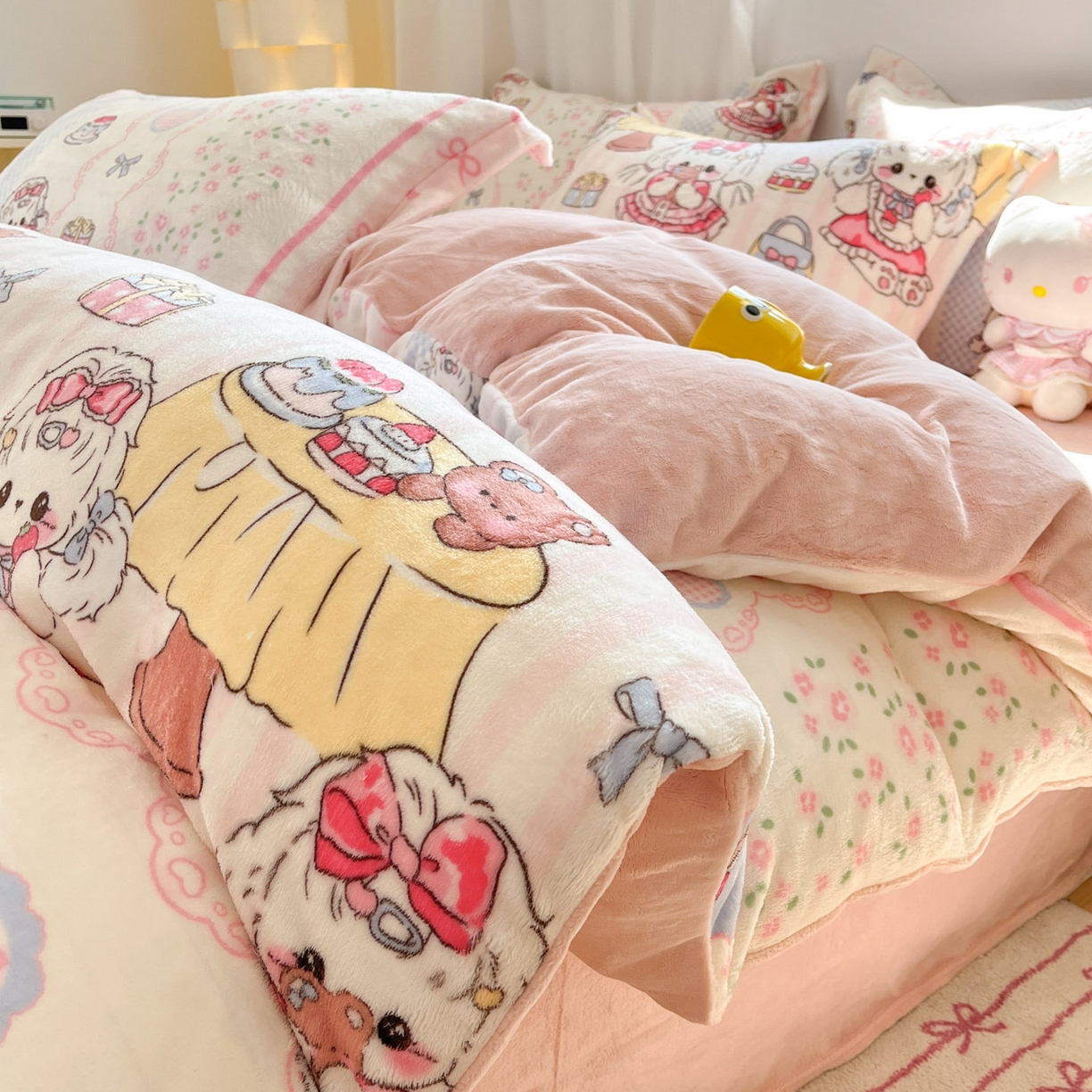 沐慕 2025新款高克重牛奶绒四件套 牛奶绒-洛丽塔