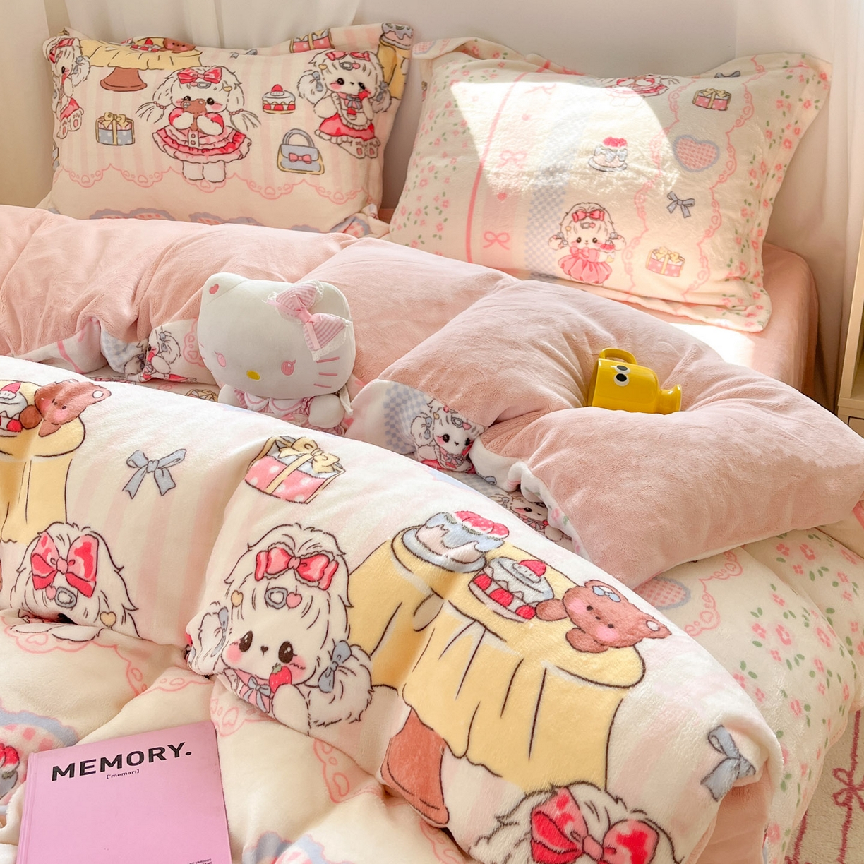 91家纺网 家纺一手货源 找家纺 沐慕 2025新款高克重牛奶绒四件套 牛奶绒-洛丽塔