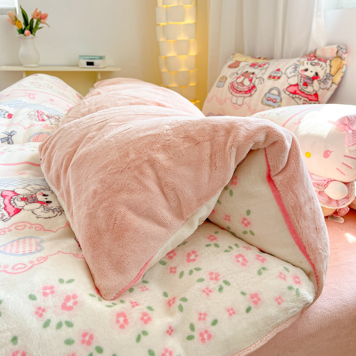 91家纺网 家纺一手货源 找家纺 沐慕 2025新款高克重牛奶绒四件套 牛奶绒-洛丽塔