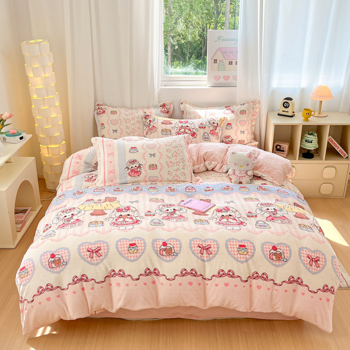 91家纺网 家纺一手货源 找家纺 沐慕 2025新款高克重牛奶绒四件套 牛奶绒-洛丽塔