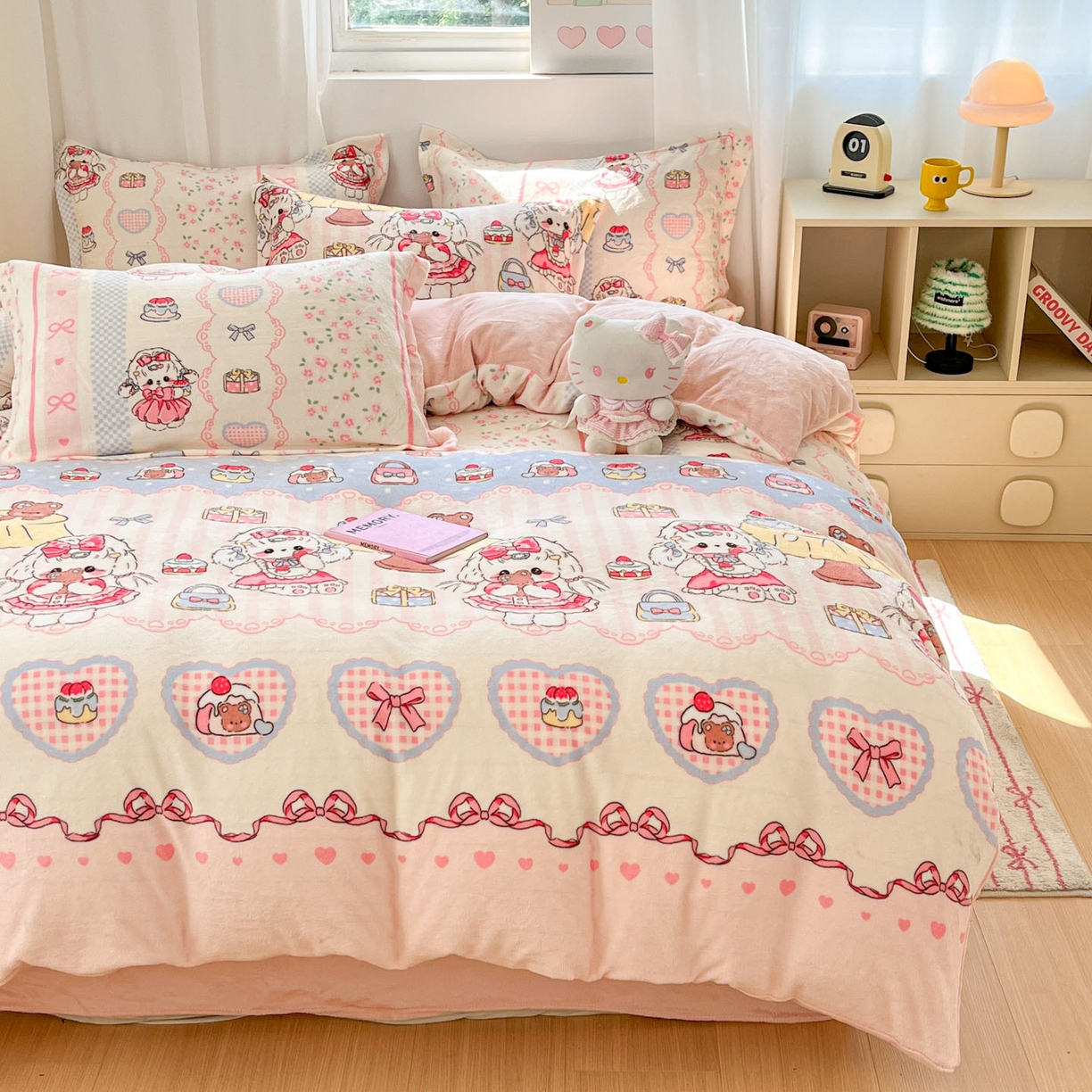 91家纺网 家纺一手货源 找家纺 沐慕 2025新款高克重牛奶绒四件套 牛奶绒-洛丽塔