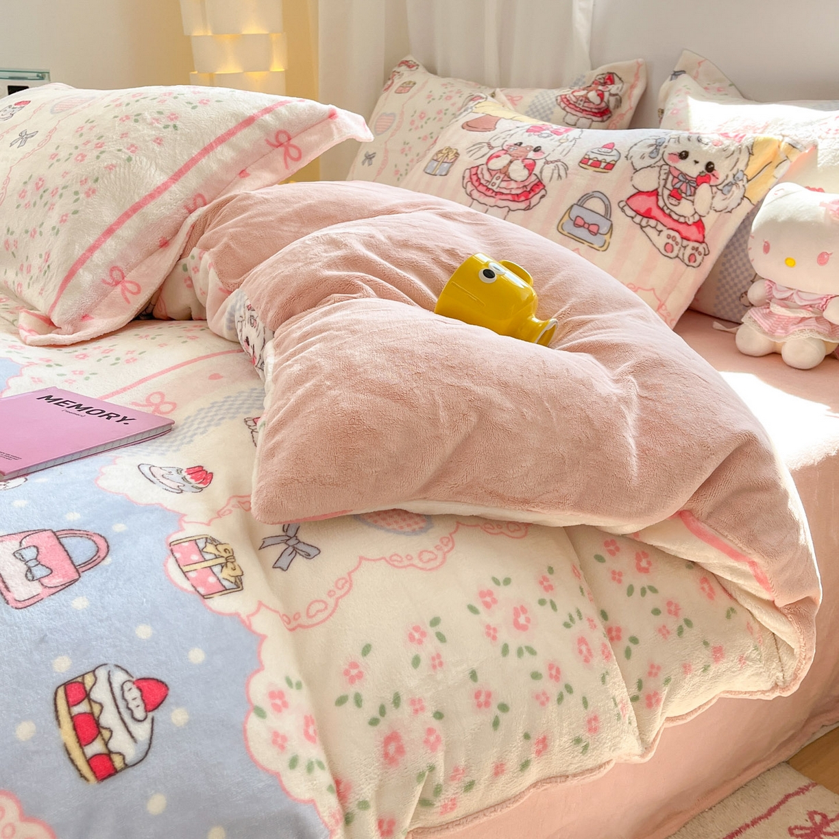 91家纺网 家纺一手货源 找家纺 沐慕 2025新款高克重牛奶绒四件套 牛奶绒-洛丽塔