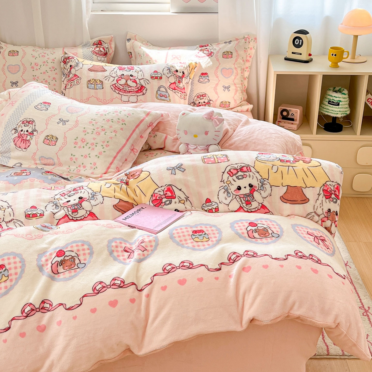 91家纺网 家纺一手货源 找家纺 沐慕 2025新款高克重牛奶绒四件套 牛奶绒-洛丽塔