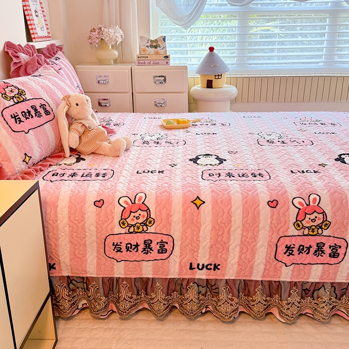 91家纺网 家纺一手货源 找家纺 美达家纺 2025新款牛奶绒榻榻米单床盖床盖单件单品床盖（支持定制，定制款不退不换） 时来运转