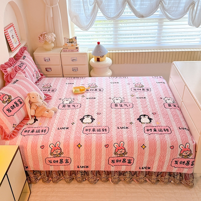 91家纺网 家纺一手货源 找家纺 美达家纺 2025新款牛奶绒榻榻米单床盖床盖单件单品床盖（支持定制，定制款不退不换） 时来运转