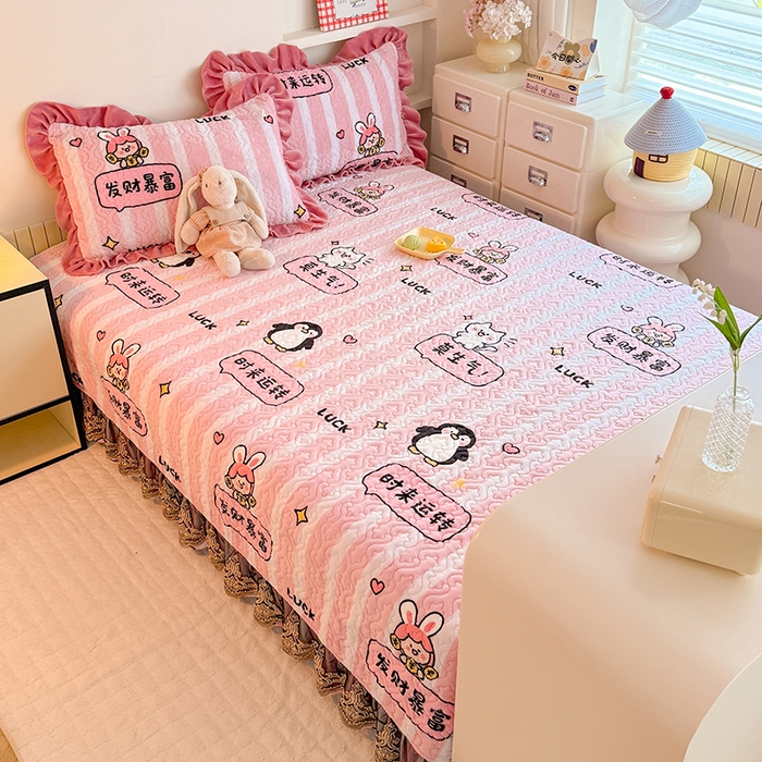 91家纺网 家纺一手货源 找家纺 美达家纺 2025新款牛奶绒榻榻米单床盖床盖单件单品床盖（支持定制，定制款不退不换） 时来运转