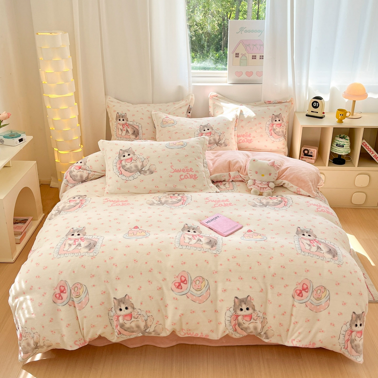 91家纺网 家纺一手货源 找家纺 沐慕 2025新款高克重牛奶绒四件套 牛奶绒-玫瑰粉喵