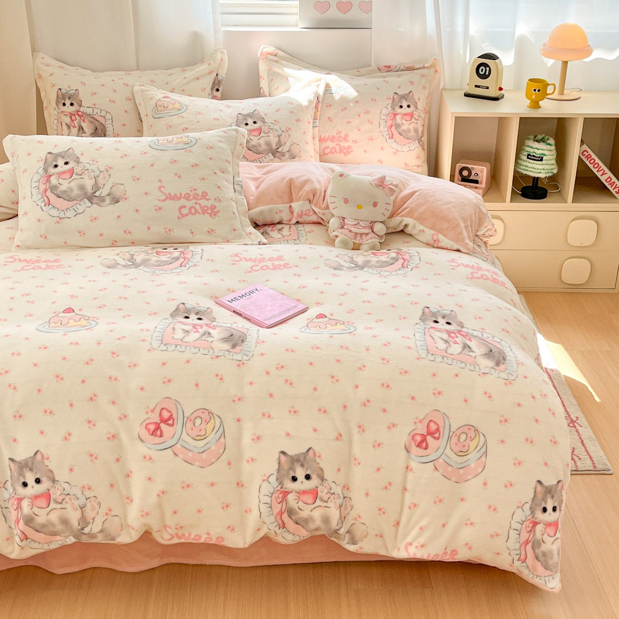 91家纺网 家纺一手货源 找家纺 沐慕 2025新款高克重牛奶绒四件套 牛奶绒-玫瑰粉喵