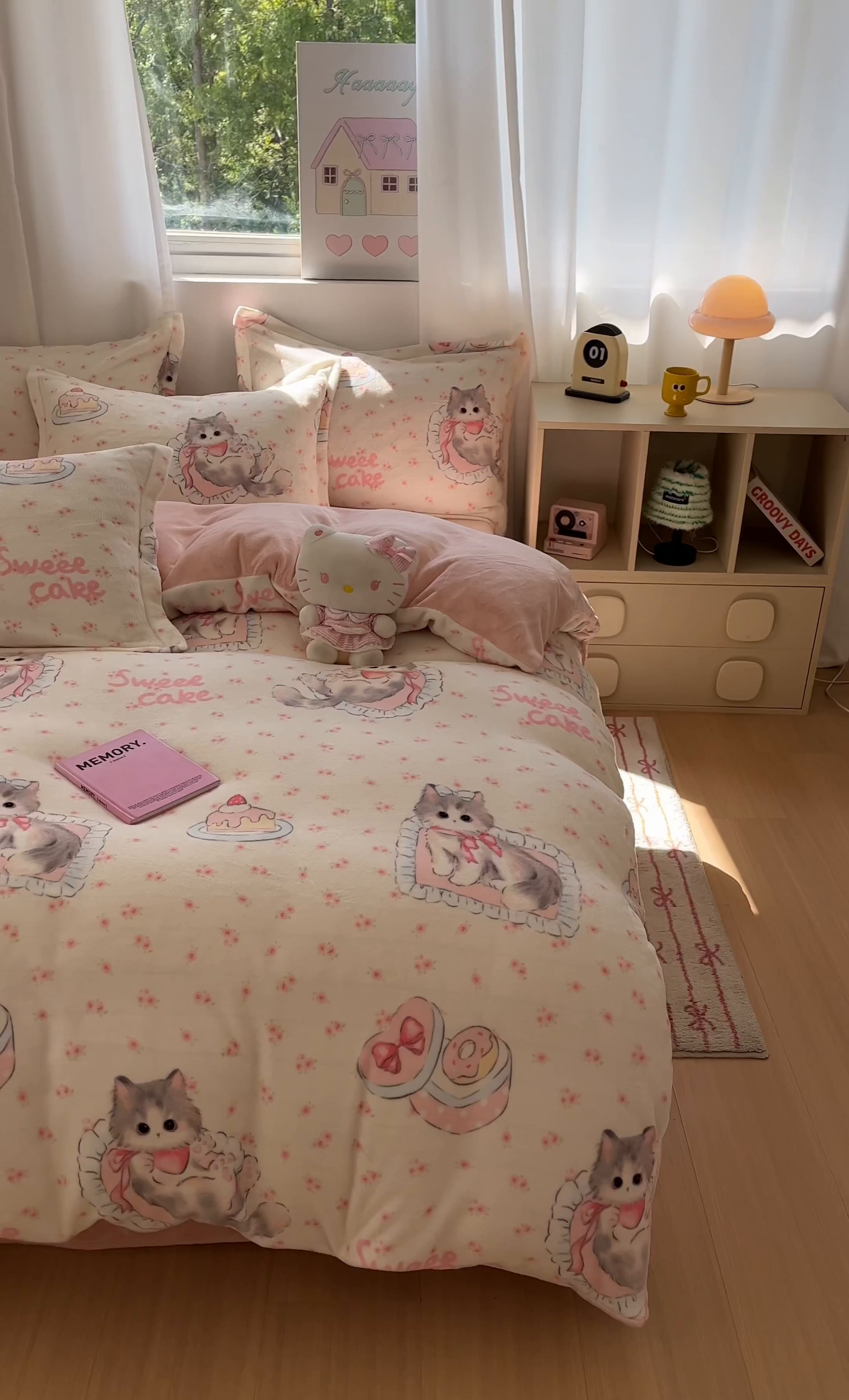 91家纺网 家纺一手货源 找家纺 沐慕 2025新款高克重牛奶绒四件套 牛奶绒-玫瑰粉喵