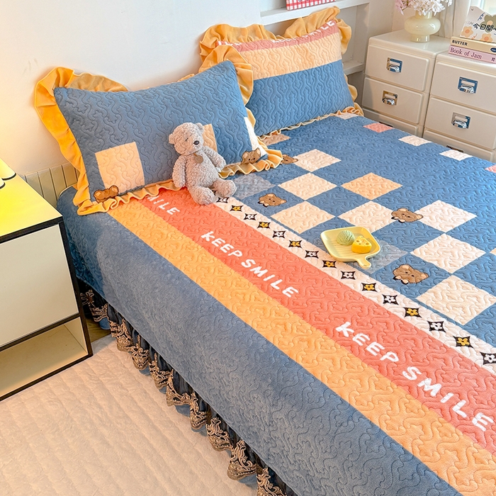美达家纺 2025新款牛奶绒榻榻米单床盖床盖单件单品床盖（支持定制，定制款不退不换） 微笑熊