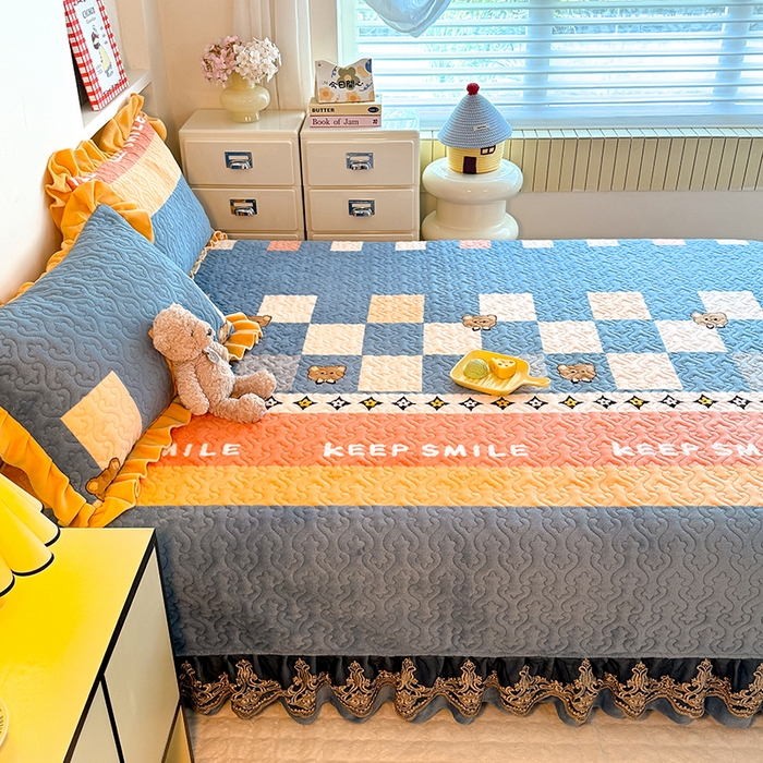 91家纺网 家纺一手货源 找家纺 美达家纺 2025新款牛奶绒榻榻米单床盖床盖单件单品床盖（支持定制，定制款不退不换） 微笑熊