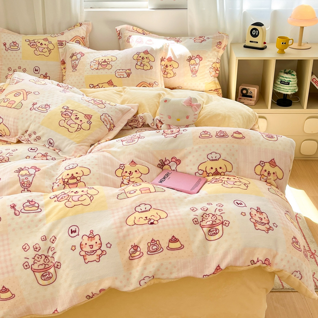 91家纺网 家纺一手货源 找家纺 沐慕 2025新款高克重牛奶绒四件套 牛奶绒-萌狗日记