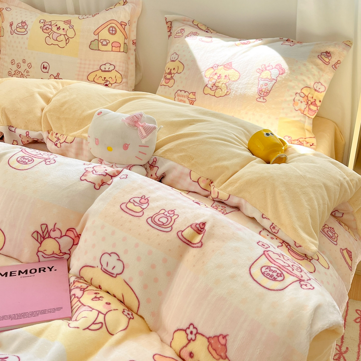 91家纺网 家纺一手货源 找家纺 沐慕 2025新款高克重牛奶绒四件套 牛奶绒-萌狗日记