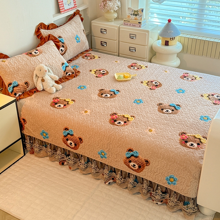 91家纺网 家纺一手货源 找家纺 美达家纺 2025新款牛奶绒榻榻米单床盖床盖单件单品床盖（支持定制，定制款不退不换） 针织熊