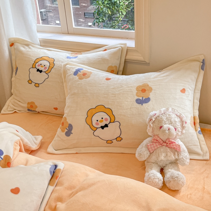 91家纺网 家纺一手货源 找家纺 沐慕 2025新款高克重牛奶绒四件套 牛奶绒-萌萌鸭