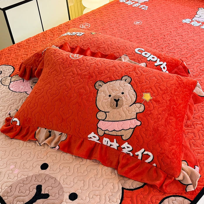 91家纺网 家纺一手货源 找家纺 美达家纺 2025新款卡通牛奶绒印花床盖四件套 巴拉巴拉