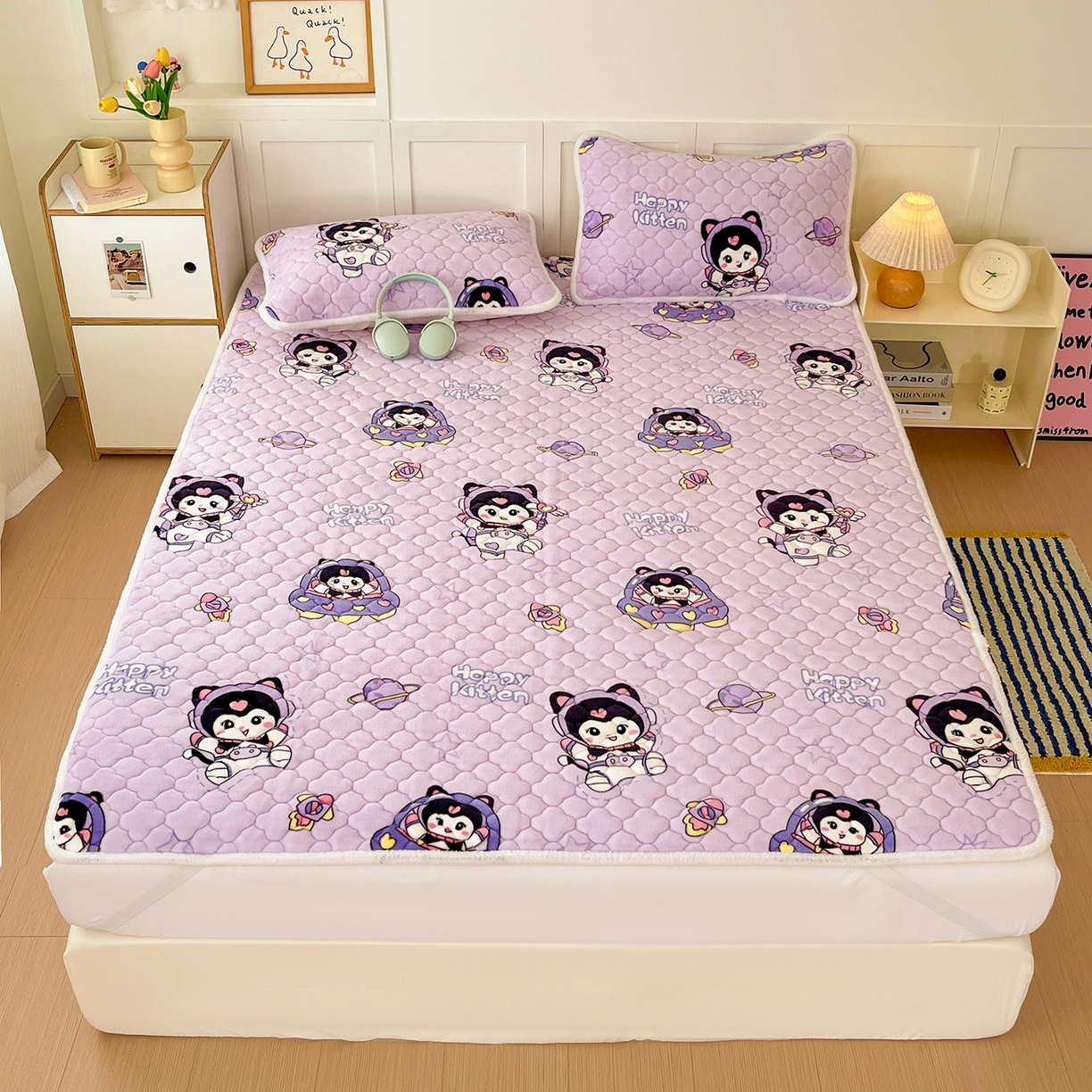 富馨莱 2025新款牛奶绒夹棉床垫床盖支持一件定制 小精灵