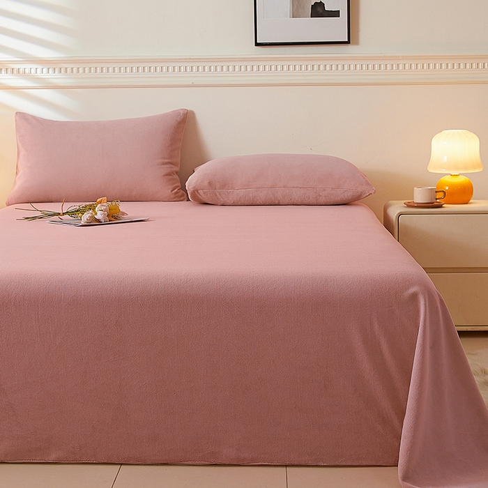 91家纺网 家纺一手货源 找家纺 （总）盛秋 2025新款加厚牛奶绒床单纯色秋冬保暖枕套