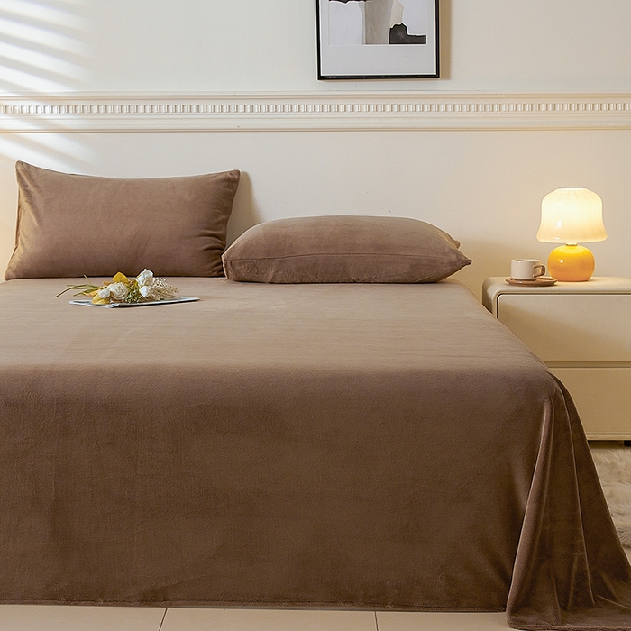 91家纺网 家纺一手货源 找家纺 （总）盛秋 2025新款加厚牛奶绒床单纯色秋冬保暖枕套