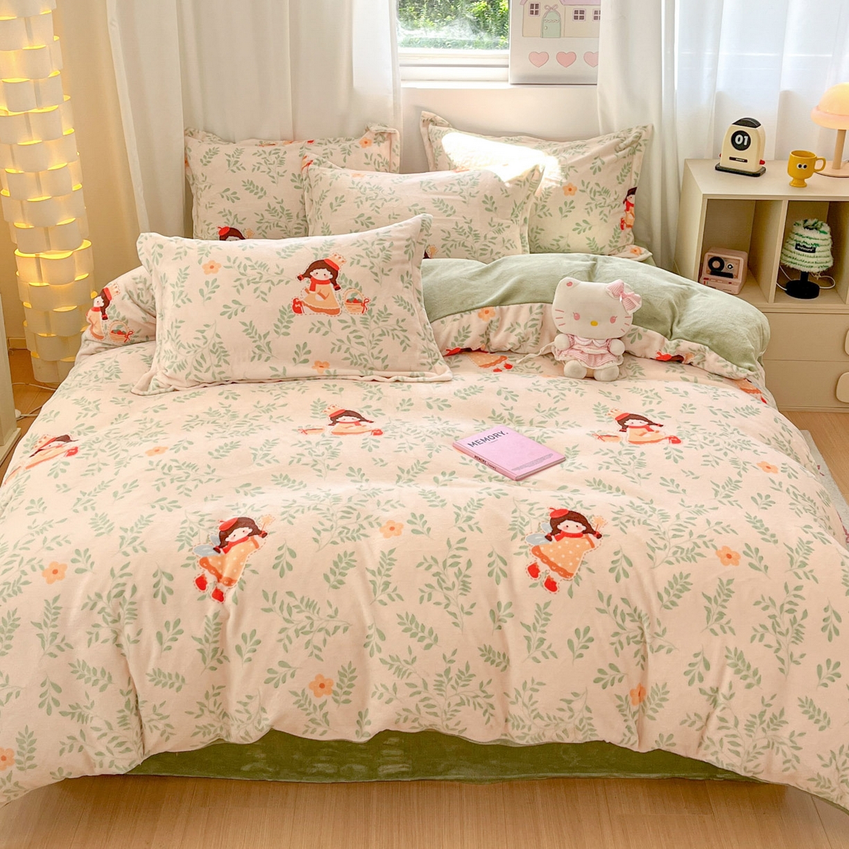 91家纺网 家纺一手货源 找家纺 沐慕 2025新款高克重牛奶绒四件套 牛奶绒-森林女孩