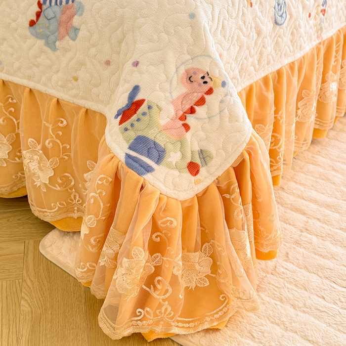 91家纺网 家纺一手货源 找家纺 美达家纺 2025新款卡通牛奶绒印花床盖四件套 恐龙星球