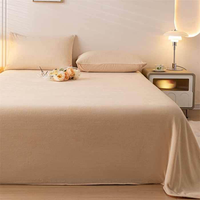 91家纺网 家纺一手货源 找家纺 （总）盛秋 2025新款加厚牛奶绒床单纯色秋冬保暖枕套