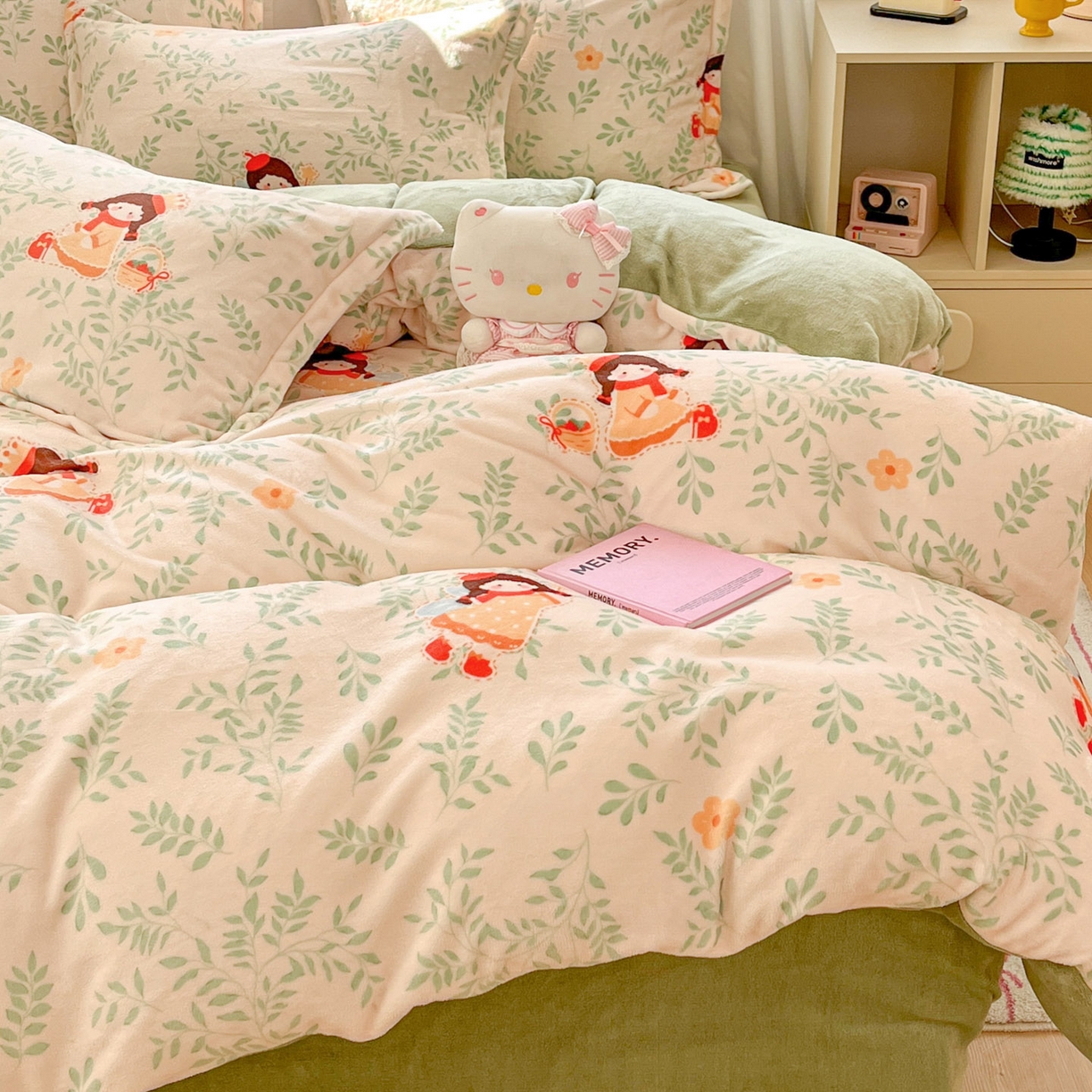 91家纺网 家纺一手货源 找家纺 沐慕 2025新款高克重牛奶绒四件套 牛奶绒-森林女孩