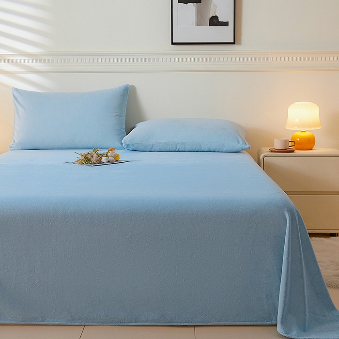 91家纺网 家纺一手货源 找家纺 （总）盛秋 2025新款加厚牛奶绒床单纯色秋冬保暖枕套