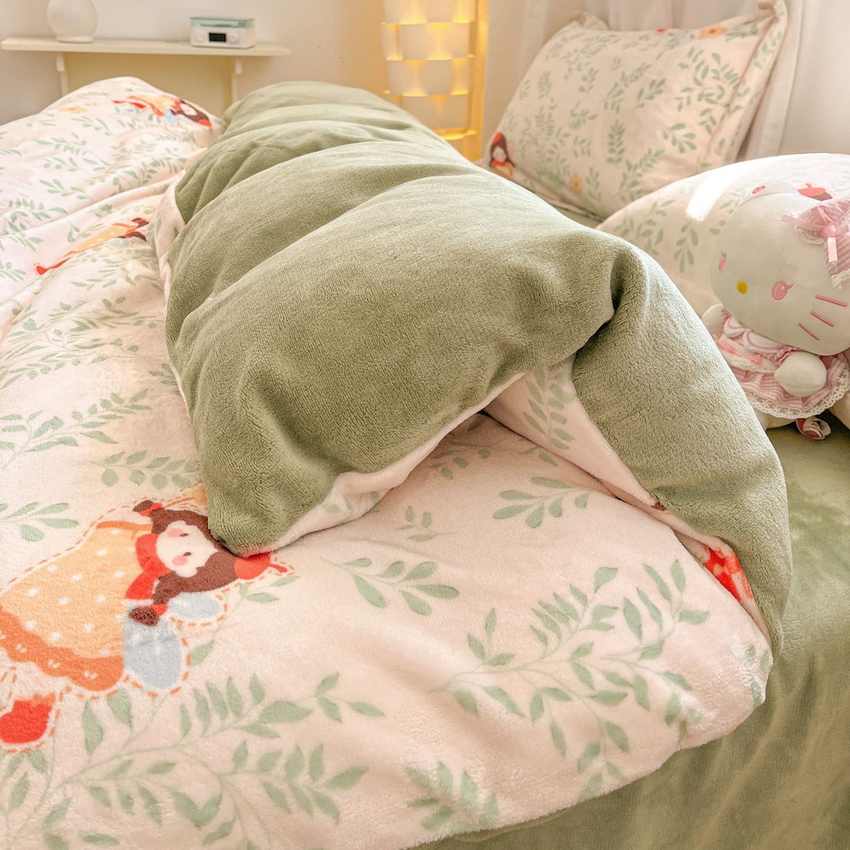 91家纺网 家纺一手货源 找家纺 沐慕 2025新款高克重牛奶绒四件套 牛奶绒-森林女孩