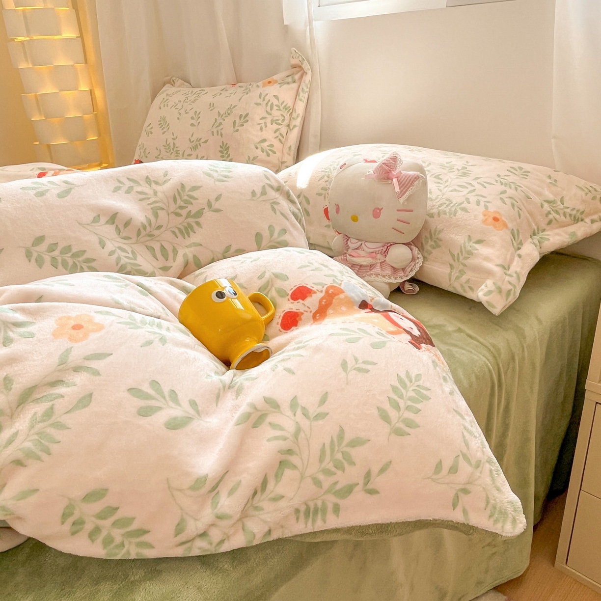 91家纺网 家纺一手货源 找家纺 沐慕 2025新款高克重牛奶绒四件套 牛奶绒-森林女孩