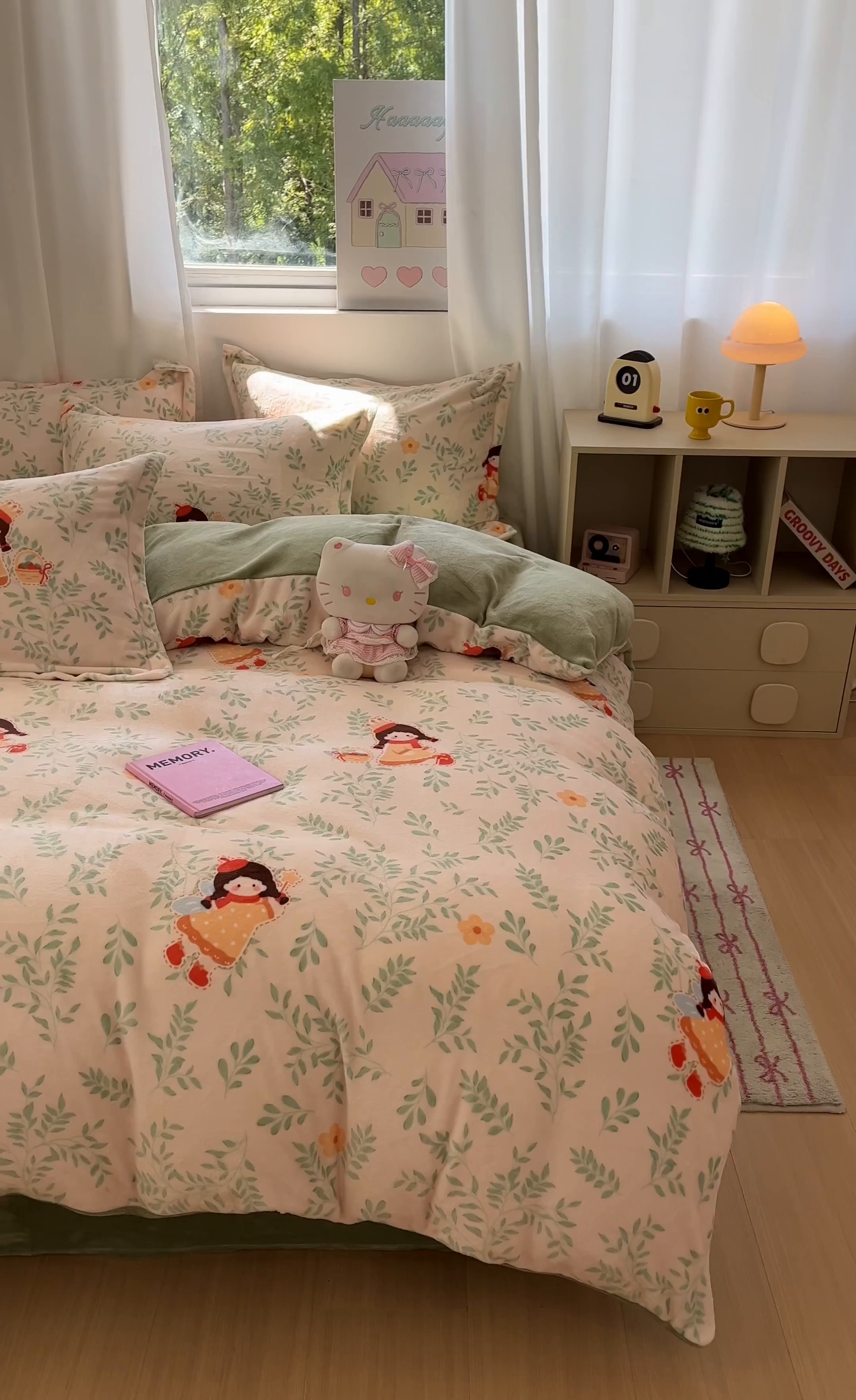 91家纺网 家纺一手货源 找家纺 沐慕 2025新款高克重牛奶绒四件套 牛奶绒-森林女孩