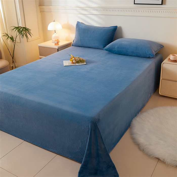 91家纺网 家纺一手货源 找家纺 （总）盛秋 2025新款加厚牛奶绒床单纯色秋冬保暖枕套