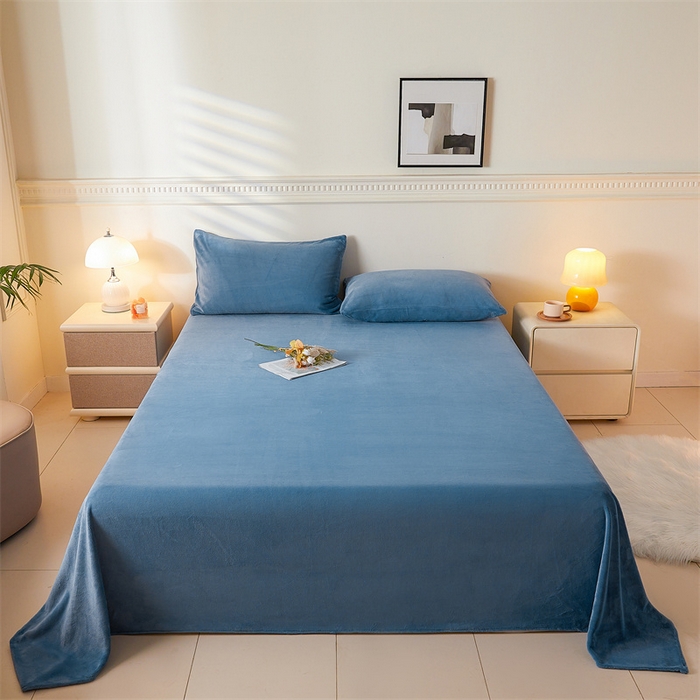 91家纺网 家纺一手货源 找家纺 （总）盛秋 2025新款加厚牛奶绒床单纯色秋冬保暖枕套