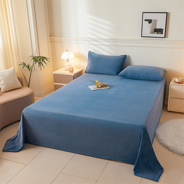 91家纺网 家纺一手货源 找家纺 （总）盛秋 2025新款加厚牛奶绒床单纯色秋冬保暖枕套