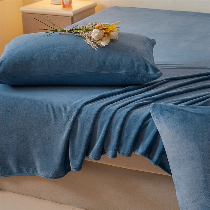 91家纺网 家纺一手货源 找家纺 （总）盛秋 2025新款加厚牛奶绒床单纯色秋冬保暖枕套