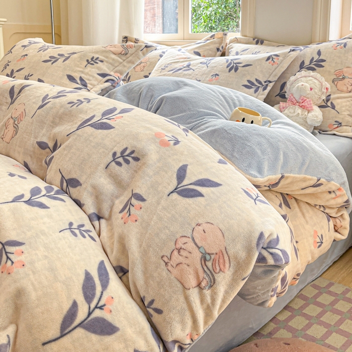 沐慕 2025新款高克重牛奶绒四件套 牛奶绒-兔稚