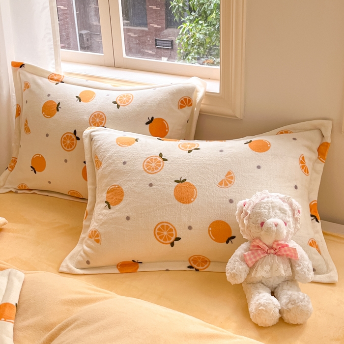 91家纺网 家纺一手货源 找家纺 沐慕 2025新款高克重牛奶绒四件套 牛奶绒-小橙子